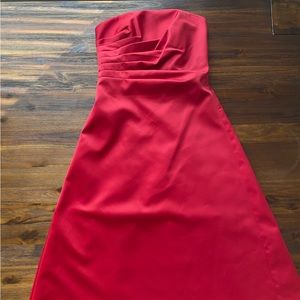 JS BOUTIQUE Red A Line Midi Strapless Cocktail Formal Prom Bridesmaid Ball Dress
